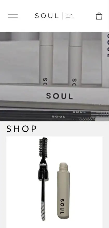 SOUL Brow Studio website on mobile